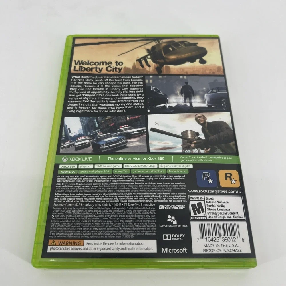 Grand Theft Auto IV (Xbox 360, 2008) - CIB Manual & Map
